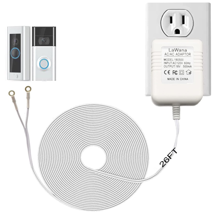 Generic Brand Studio Security Node - 26FT Charging Cable18V500mA Doorbell Power Adapter for Video Doorbells