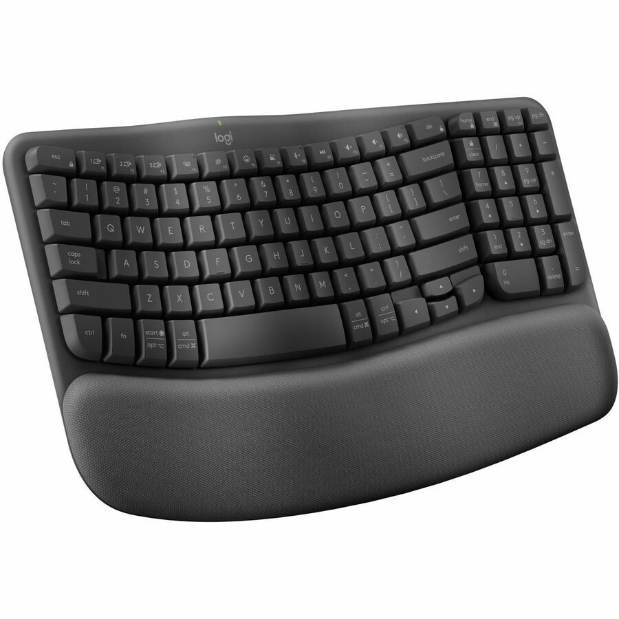 Logitech Creator Desk Control - Logitech Wave Keys Wireless Ergonomic Keyboard with Cushioned Palm Rest