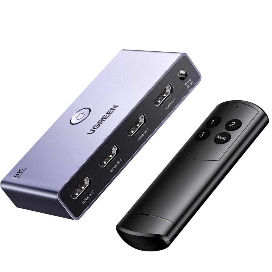 Vszerda Display Signal Control - UGREEN HDMI 2.1 Switch Aluminum Ultra HD 8K@60Hz 3 in 1 Out HDMI Splitter with Rem